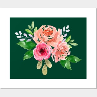 WATERCOLOR OLD GARDEN WILD AND MODERN ROSES PAINTING Posters and Art